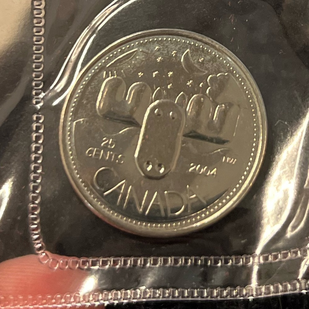 2004-P Canada 25¢ Moose “Bullwinkle” Canada Day Quarter BU + Pouch